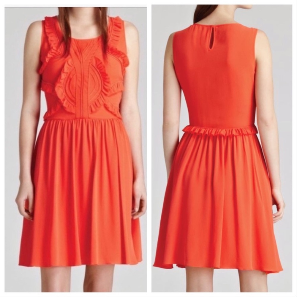 Reiss Dress 100% Silk Loulou Ruffle Dress Sleeveless - Picture 2 of 9